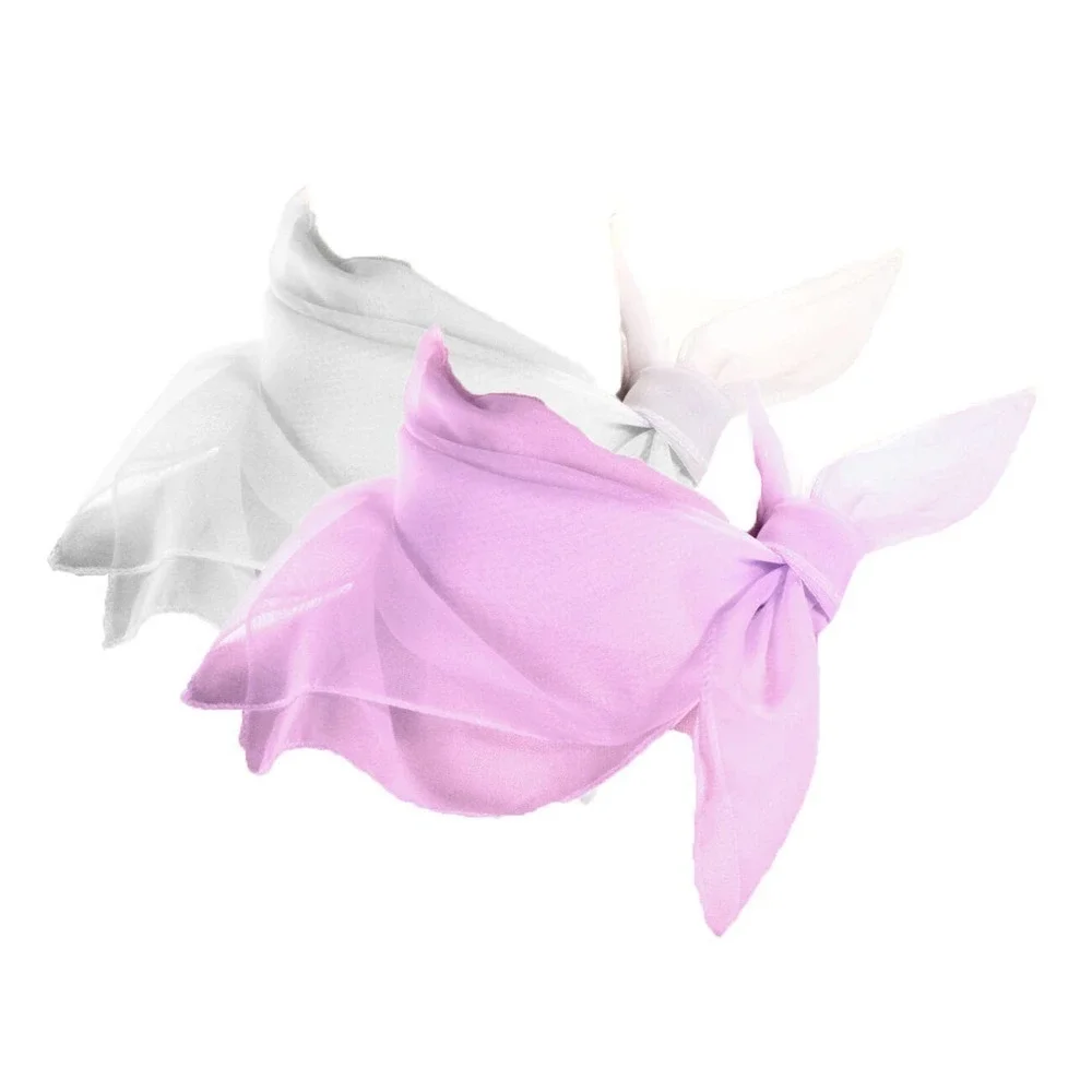 50s Style Sheer Chiffon Square Scarves Set w 1 White and 1 Lilac Scarf - Hey Viv
